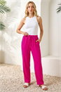Pink Elastic Tie Waist Linen Blend Trouser, Image 1 of 4