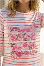Pink Floral Embellished Stripe Top, Image 4 of 4