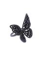 Black Contemporary Butterfly Ring - Free-Size, Image 1 of 6