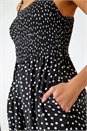 Black Polka Dot Print Stretch Jumpsuit, Image 5 of 5