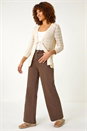 Beige Tie Front Pointelle Knit Cardigan, Image 2 of 5