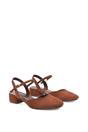 Brown XY LONDON Brown 'Hilary' Low Block Heel Court Shoes With Ankle Strap, Image 3 of 5