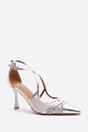 Silver 'Kiara' Strappy Pointed Toe High Mesh Heels, Image 2 of 4