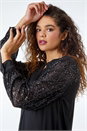 Black Sequin Embellished Detail Blouse, Image 4 of 5