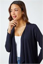 Navy  Waterfall Front Knitted Cardigan, Image 2 of 5