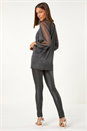 Black Twist Neck Glitter Mesh Top, Image 3 of 5