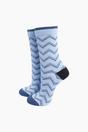 Light Blue Zig-Zag Combed Cotton Glitter Socks, Image 1 of 4