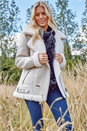 Ivory  Faux Fur Lined Zip Detail Aviator Jacket, Image 2 of 4