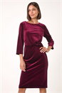 Wine Velvet Bodycon Midi Dress, Image 1 of 5
