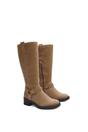 Brown 'Roma' Knee High Biker Mid Block Heel Western Boots, Image 5 of 6