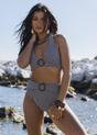 Brown Gini London Brown Seersucker Gingham Bikini Bottom, Image 1 of 4