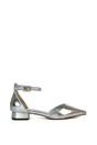 Silver 'Jenny' Low Heel Flat Pointed Toe Ankle Strap Court Shoes, Image 1 of 5