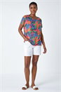 Red Leaf Print Burnout Stretch T-Shirt, Image 2 of 5