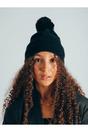 Dark Grey Knitted Pom Pom Beanie in Black, Image 1 of 7