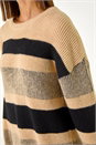 Camel Colour Block Striped Knit Jumper, Image 5 of 5