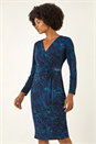 Blue Animal Print Chain Detail Dress, Image 1 of 5