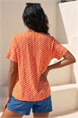ORANGE Abstract Print Tunic Top, Image 3 of 4