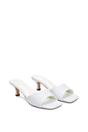 White XY LONDON White 'Pearl' Square Toe Stiletto Kitten Heel Mule Sandals, Image 3 of 6
