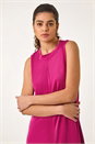 Magenta Sandwash Stretch Midi Dress, Image 4 of 5