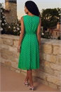 Green Polka Dot Cowl Neck Dress, Image 3 of 4