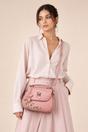 Pink Embroidered Shoulder Bag With Zip Charms, Image 1 of 5