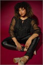 Gold Curve Tie Neck Metallic Top, Image 6 of 7