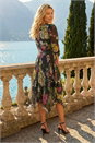 Black Floral Print Chiffon Midi Dress, Image 3 of 4