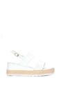 White XY LONDON White 'Ally' Low Heel Platform Wedge Espadrill  Slingback Sandals, Image 1 of 5