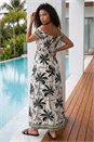 Ivory  Petite Palm Bardot Midi Dress, Image 3 of 4