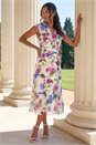 White Floral Frill Wrap Midi Dress, Image 1 of 4