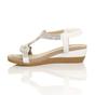 White AJVANI White Mid Wedge Diamante Slingback Sandals, Image 3 of 6
