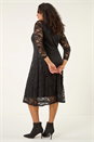 Black Curve Zip Front Lace Dress, Image 4 of 8