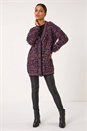Purple Loop Knit Button Cardigan, Image 2 of 5