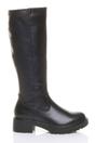 Black AJVANI Black Chunky Sole Zip Stretchy Elastic Riding Calf Boots, Image 1 of 4