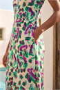 Purple Abstract Print Sleeveless Midi Dress, Image 4 of 4