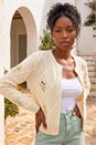Ivory Floral Embroidered Knit Cardigan, Image 1 of 4