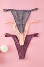 Multi 3 Pack Ribbed Strappy Knitted Thong Briefs Multipack, Image 2 of 3