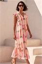 Light Pink Dusk Palm Shimmer Frill Maxi Dress, Image 2 of 4