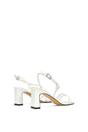 White XY LONDON White Strappy Slingback Mid Block Heel Sandals With Square Toe, Image 4 of 6