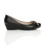 Black AJVANI Black Low Mid Wedge Heel Comfort Court Shoes, Image 2 of 6