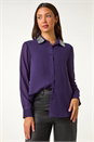 Purple Sequin Collared Shirt, Image 1 of 5