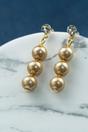 Gold Gold-Plated Pearl Zircon Drop Stud Earrings, Image 1 of 3