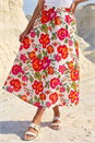 ORANGE Dusk Floral Print A-Line Midi Skirt, Image 1 of 5
