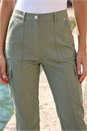 Khaki Cropped Cargo Stretch Trouser, Image 4 of 4