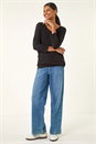 Black V-Neck Jersey Stretch T-Shirt, Image 4 of 6