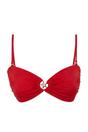 Red Ruched Bandeau Bikini Top with Ring Detail, Image 3 of 5