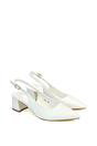 White 'Devon' Court Shoe Block Heels With Slingback, Image 3 of 6