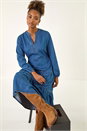 Denim Cotton Denim Tiered Midi Dress, Image 2 of 7