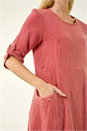 Red Textured A-Line Midi Dress, Image 5 of 5