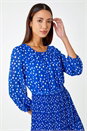 Royal Blue Spot Print Pleated Midi Dress, Image 4 of 6